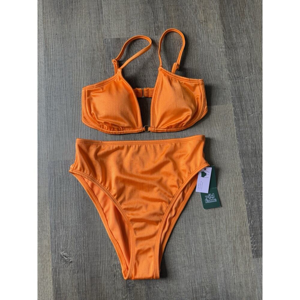 Wild Fable‎ Cheeky Bikini Swimsuit Top & Bottom Sz S (4-6) , Top Sz XS Orange